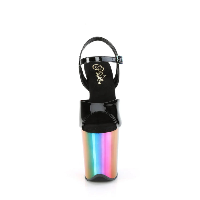 Tacones Pleaser FLAMINGO-809RC Negro Charol Rainbow