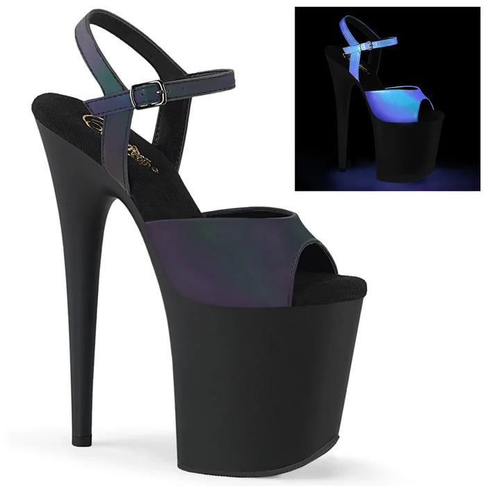 Tacones Pleaser FLAMINGO-809REFL Verde Reflective Negro