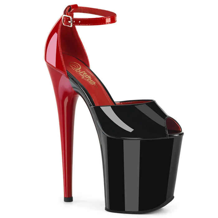 Tacones Pleaser FLAMINGO-868 Negro Rojo Charol