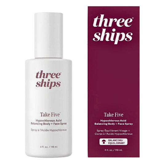 Spray Bottle of Three Ships Take Five Hypochlorous Acid Balancing Body + Face Spray 4oz/118mL