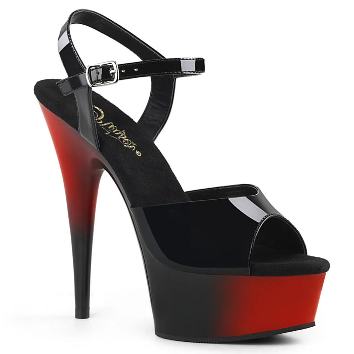 Zapatos Pole Dance Pleaser DELIGHT-609BR - ROJO NEGRO BRILLANTE